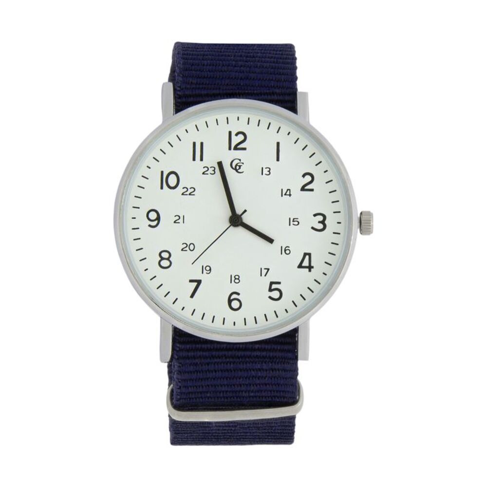 Gold Coast Men’s Casual 40mm Watch with Navy Blue Canvas Strap
